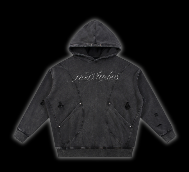Noir distressed hoodie