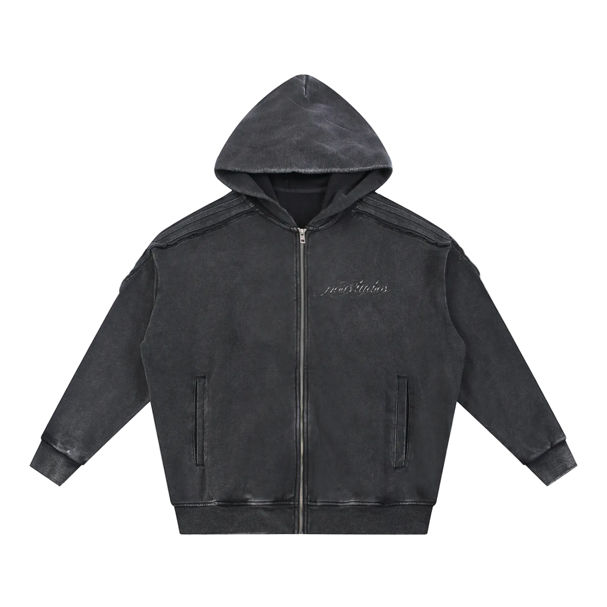 Noir flower striped zip up